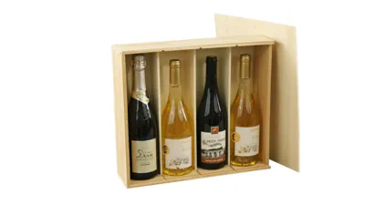 Image au survol de 4-bottles (1x4) natural pinewood Tradition box - PEFC7