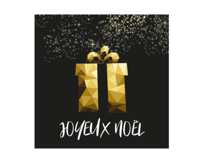 Square black/gold adhesive label - Joyeux Noël (box of 500)