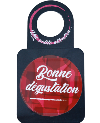 Victoria anti-drip disc message/neck card - Bonne dégustation