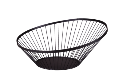 Mila asymmetrical round black metal bowl diam 60/30x15/27cm