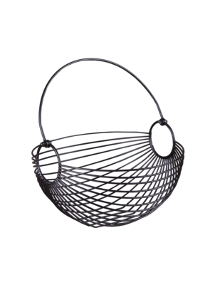 Pablo black round metal basket 25x12/16cm