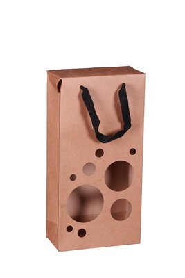 Boxbag Atlanta natural kraft paper bag 2 bottles window