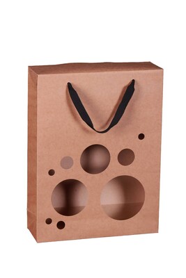 Boxbag Atlanta natural kraft paper bag 3 bottles window