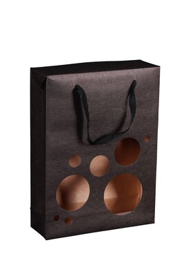 Boxbag Chicago black kraft paper bag 3 bottles window