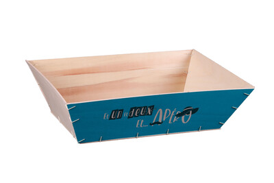 Alizée natural poplar/blue wood basket 44x32x12cm - Apero