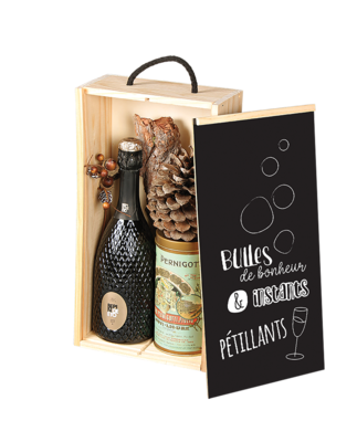 Coffret Lalo bois de pin 2 bouteilles - Bulles de Bonheur - PEFC7