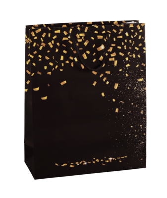 Petra black/gold glossy laminated paper bag 3 bottles - FSC7®