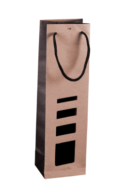 Elusa brown/black kraft paper bag 1 bottle windows - FSC7®