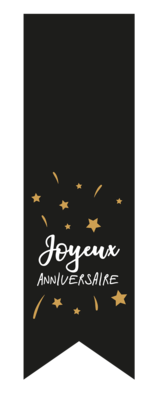 Adhesive closure label black/white - Joyeux Anniversaire