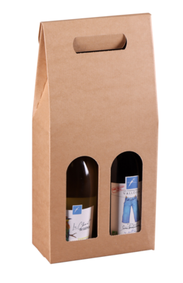 Atlanta 2-bottles smooth kraft cardboard suitcase - FSC7