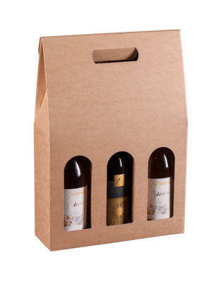 Atlanta 3-bottles smooth kraft cardboard suitcase - FSC7