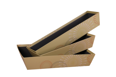 Ibiza rigid cardboard basket Gold/black rectangle 36x27x7cm