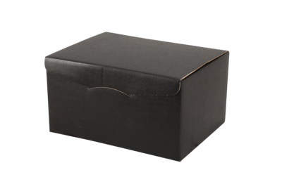 Milan black cloth-look cardboard box, 6 bottles, base and automatic wedging