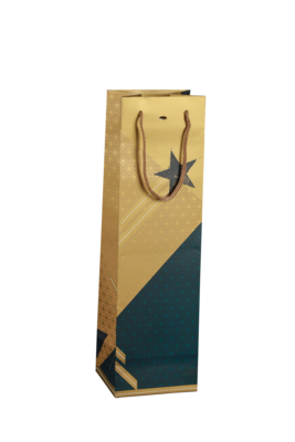 Verona bag paper laminated gold / blue 1 bottle - FSC7®