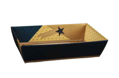 Verona gold/blue cardboard basket 34x21x8cm - FSC7®