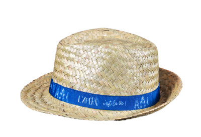 Chapeau Ernest paille naturel bandeau bleu/blanc - Lapéro cest la vie !