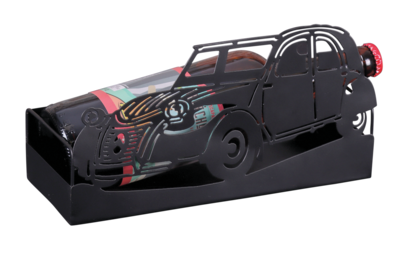 Support Oscar métal noir design 2CV, 27x10x14.5cm