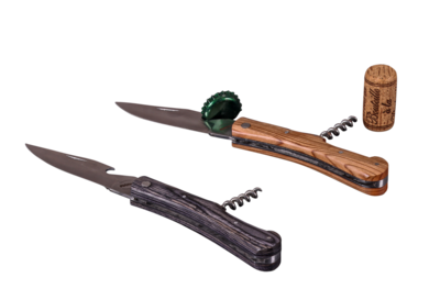 Chatel corkscrew knife, wooden handle, 2 assorted colours in box