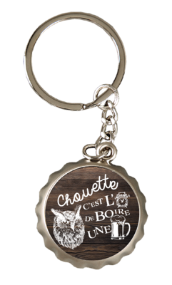 Ivo metal bottle-opener key ring - Chouette c'est l'heure de boire une