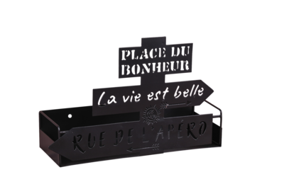 Rue de l'Apéro black metal Oscar stand 27x9.5x18cm