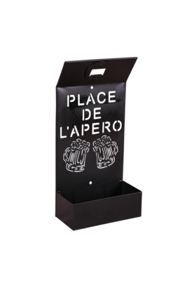 Bottle opener holder Edgar black metal design Place de l'Apéro 14.5x7x30cm