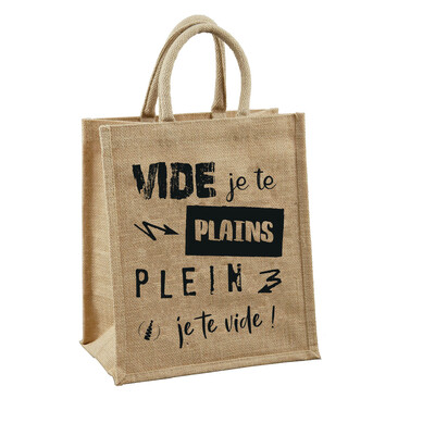 Sac Goa toile de jute naturel 6 bouteilles - Vide je te plains...