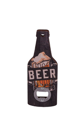 Décapsuleur magnet Ricky  bois décoré 19x7cm - Beer