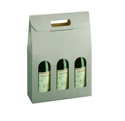 Image au survol de New York taupe grey line-look cardboard suitcase 2 bottles