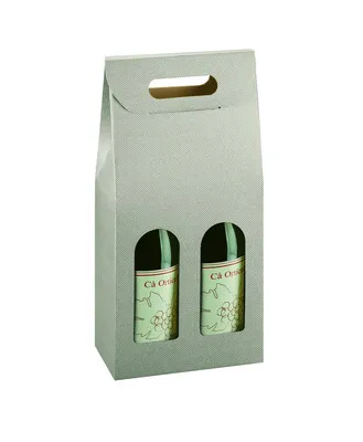 Image au survol de New York taupe grey line-look cardboard suitcase 3 bottles