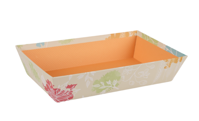 Granada rigid cardboard basket Beige/orange rectangle 33x20x7cm