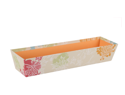 Corbeille Granada carton rigide Beige/orange rectangle 43x12x8cm