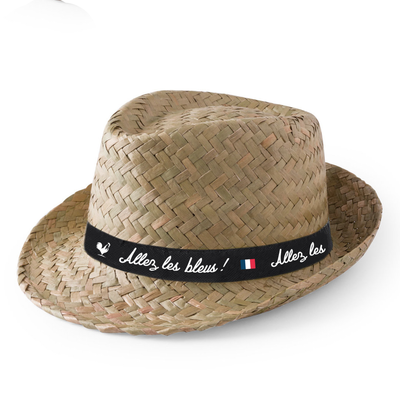 Ernest natural straw hat with decorated black headband - Allez les Bleus!