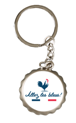 Porte-clé décapsuleur Ivo métal décoré blanc - Allez les Bleus!