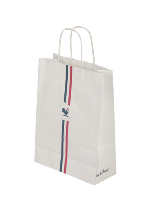 Esprit Eco bag white kraft paper 90gr, 22x10x31cm, decorated blue/white/red