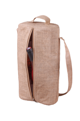 Sac trousse Goa réutilisable toile de jute naturel isotherme 2 bouteilles