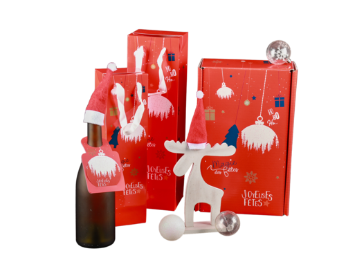 Product image Box bag Sofia festive red foil bag 2 bottles