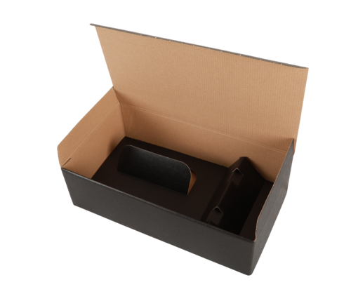 Image du produit Coffret automatique Milan carton aspect tissu noir 2 bouteilles