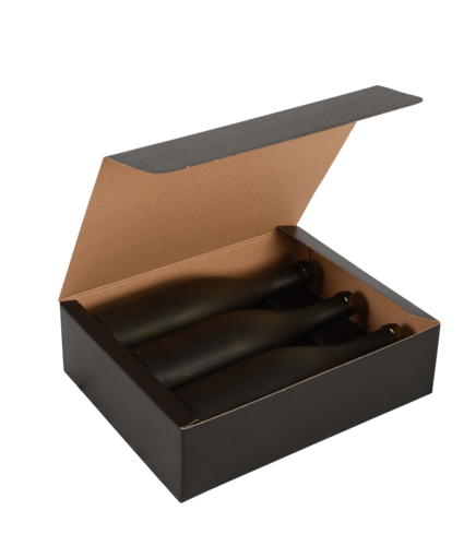 Image du produit Coffret automatique Milan carton aspect tissu noir 3 bouteilles