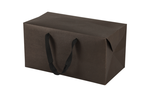 Image du produit Sac Boxbag Chicago papier kraft noir 250gr, poignées ruban noir, 31x16x16cm