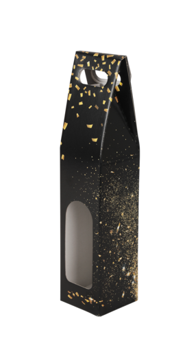 Image du produit Valisette Petra carton noir/or décor festif 1 bouteille - FSC®7