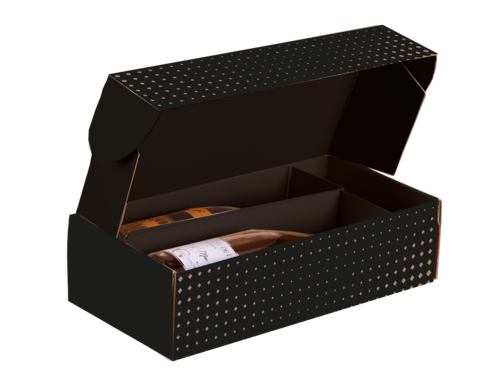 Product image Porto 2-bottles smooth black/brown kraft cardboard box - FSC7