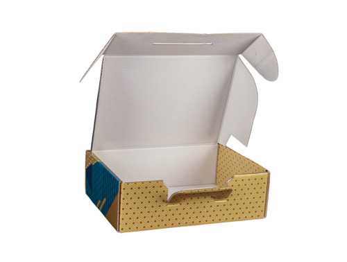 Image du produit Valisette gourmande Verona carton renforcé or/bleu festif, 34.5x25.5x11.5 - FSC®