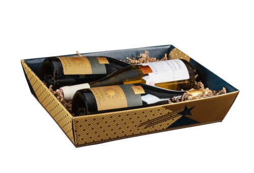 Product image Verona gold/blue cardboard basket 37x28x8cm- FSC7®