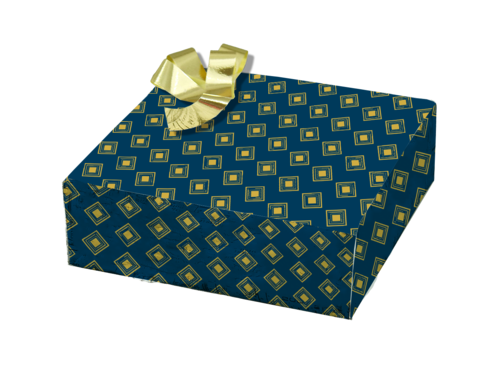 Product image Verona gift wrap paper coated blue/gold 70gr 0.50x200m