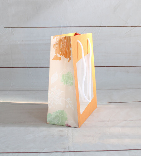 Product image Granada orange kraft paper bag for local product 22x11x28cm plastic windows