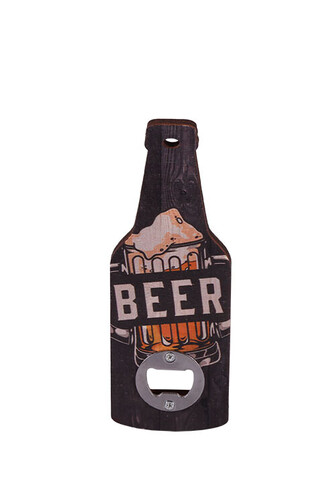 Image du produit Décapsuleur magnet Ricky  bois décoré 19x7cm - Beer