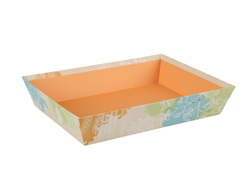 Image du produit Corbeille Granada carton rigide beige/orange rectangle 36x27x7cm