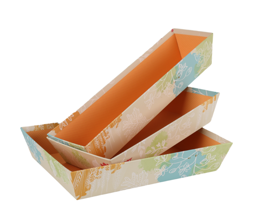 Image du produit Corbeille Granada carton rigide beige/orange rectangle 36x27x7cm