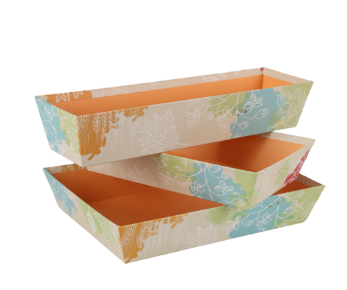 Image du produit Corbeille Granada carton rigide beige/orange rectangle 36x27x7cm