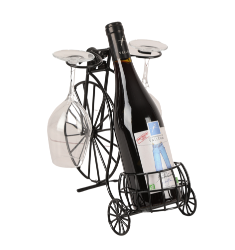 Image du produit Support bouteille Félix métal noir - Tricycle rétro